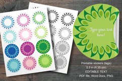 Floral Rosette Frame Round Labels 12 pcs per paper