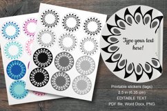 Floral Rosette Frame Round Labels 12 pcs per paper