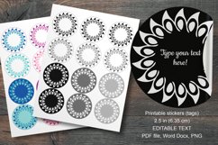 Floral Rosette Frame Round Labels 12 pcs per paper