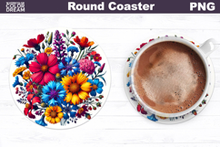 Wildflowers Round Coaster | Floral Coaster Product Image 1