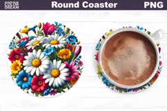 Wildflowers Round Coaster | Daisy Coaster Product Image 1