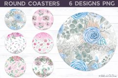 Pastel Flowers Coaster Bundle | Floral Round Coaster Product Image 1