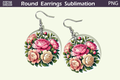 Pink Flowers Round Earrings | Peonies Earrings Product Image 1