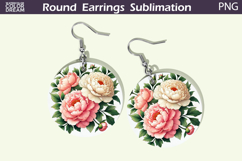 Pink Flowers Round Earrings | Peonies Earrings Product Image 1
