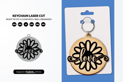 Floral Round Keychain Laser Cut Product Image 1