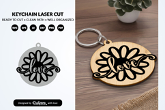 Floral Round Keychain Laser Cut Product Image 2
