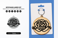 Floral Round Keychain Laser Cut Product Image 1