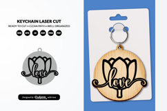 Floral Round Keychain Laser Cut Product Image 1