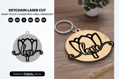 Floral Round Keychain Laser Cut Product Image 2