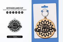 Floral Round Keychain Laser Cut Product Image 1
