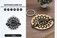 Floral Round Keychain Laser Cut Product Image 2