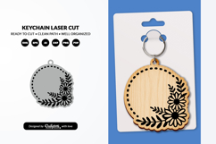 Floral Round Keychain Laser Cut Product Image 2