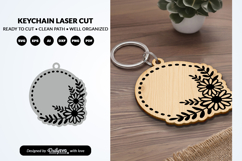 Floral Round Keychain Laser Cut Product Image 1