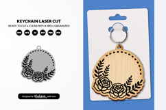 Floral Round Keychain Laser Cut Product Image 1