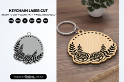 Floral Round Keychain Laser Cut Product Image 2