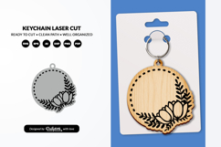 Floral Round Keychain Laser Cut Product Image 2