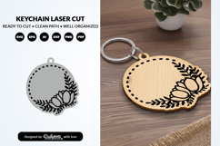 Floral Round Keychain Laser Cut Product Image 1
