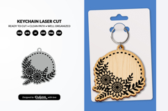 Floral Round Keychain Laser Cut Product Image 2