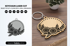Floral Round Keychain Laser Cut Product Image 1