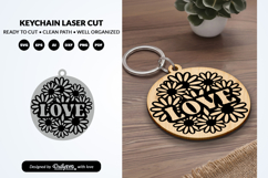 Floral Round Keychain Laser Cut Product Image 1