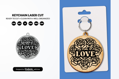 Floral Round Keychain Laser Cut Product Image 1