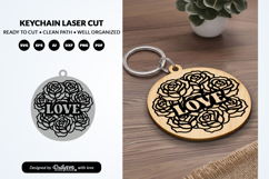 Floral Round Keychain Laser Cut Product Image 2