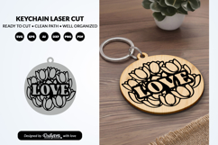Floral Round Keychain Laser Cut Product Image 1