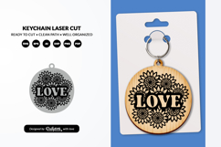 Floral Round Keychain Laser Cut Product Image 1