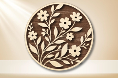 Floral Round Laser Cut SVG File Product Image 1