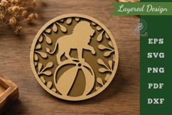Floral Round Lion Lasercut Wall Decor SVG Product Image 1