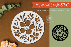 Floral Round Paper Cut SVG Product Image 1