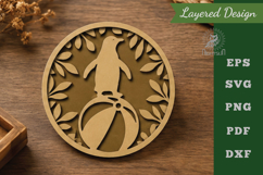 Floral Round Penguin Lasercut Wall Decor SVG Product Image 1
