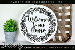 Farmhouse Round Sign SVG Leaves Branches Home Sign SVG PNG Product Image 5