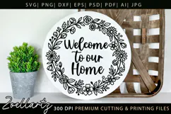 Farmhouse Round Sign SVG Leaves Branches Home Sign SVG PNG Product Image 5