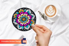 Floral Round Sticker, Floral Circle Sticker Product Image 1