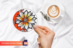 Floral Round Sticker, Floral Circle Sticker Product Image 1