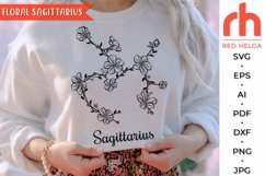Floral Sagittarius SVG, Flower Zodiac Cut File Product Image 1
