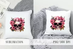 Cute Halloween floral skull with sun glasses clipart- 1 png Product Image 3