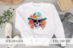 Sunflower fall skull with flower bouquet clipart- 4png files Product Image 3