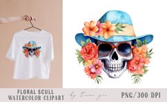 Floral summer skull with flower bouquet clipart- 1 png file Product Image 1