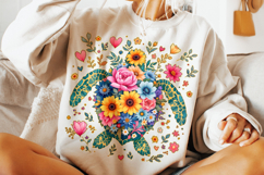 Sea Turtle PNG, Floral Turtle PNG, Summer PNG, Summer Vibes Product Image 1