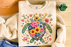 Sea Turtle PNG, Floral Turtle PNG, Summer PNG, Summer Vibes Product Image 4