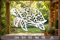 Floral Sea Turtle SVG Design Laser Cut Ornament