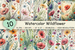 floral seamless pattern, watercolor wildflowers, wildflower digital paper, floral digital paper, watercolor floral pattern, seamless floral paper, botanical seamless pattern, meadow flowers pattern, artistic floral paper, scrapbook floral paper, seamless 