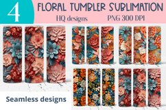 3D Tumbler Sublimation BUNDLE | Floral Seamless tumbler PNG Product Image 1
