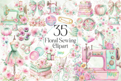 Floral Sewing Sublimation Clipart Bundle Product Image 1