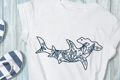 Floral Hammerhead Shark SVG. Ocean Animal Png Clipart. Product Image 2