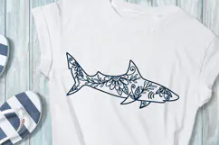 Floral Shark SVG. Ocean Animal Png Clipart. Product Image 2