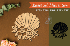 Floral Shell Lasercut Decoration SVG Product Image 1