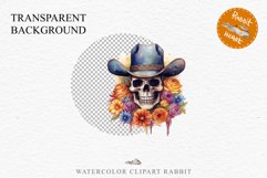 Floral Skeleton Cowboy Halloween Clipart PNG Scrapbooking Fairy Tale Art Image Watercolor Transparent Print illustration sublimation creepy printable digital watercolor Floral Skeleton Skull, spooky clipart, cowboy, Creepy halloween decoration art image